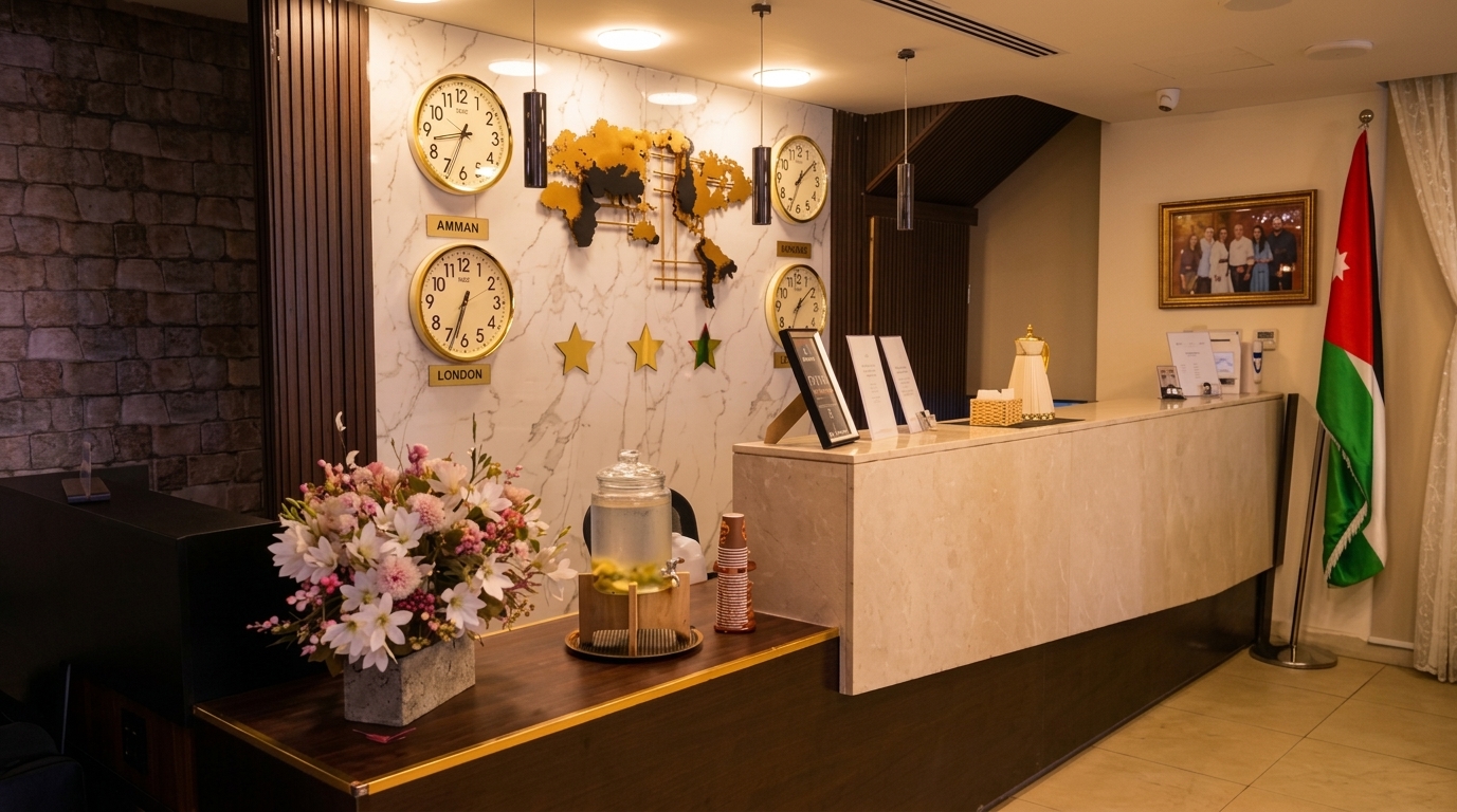 Hotel reception desk with concierge