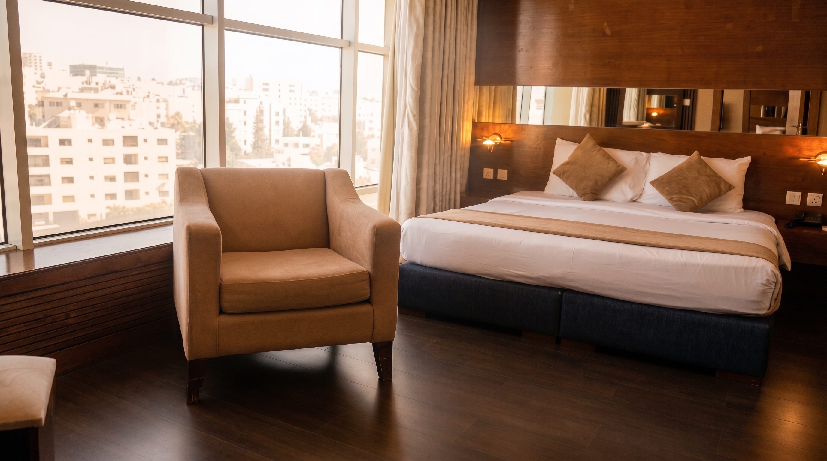 Executive Suite with king-size bed and warm lighting